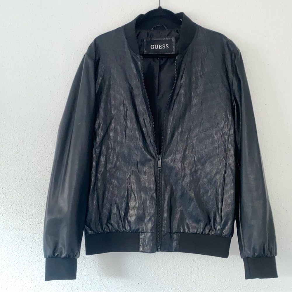 GUESS Leather Jacket, large, black.